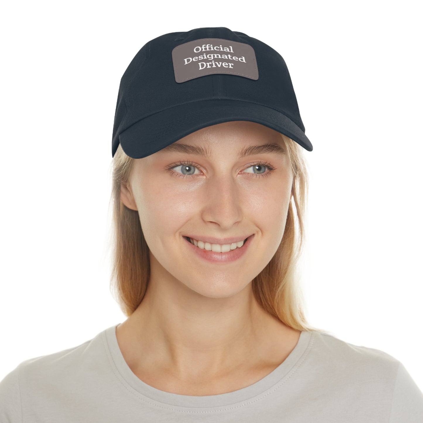 "Official Designated Driver" Dad Hat with Leather Patch (Rectangle)