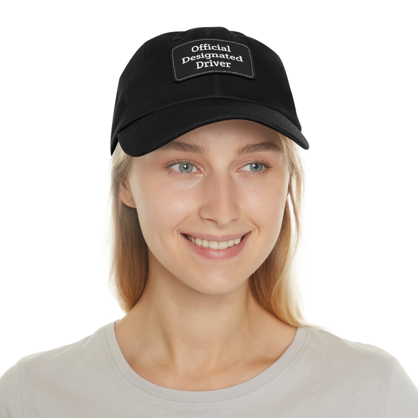 "Official Designated Driver" Dad Hat with Leather Patch (Rectangle)