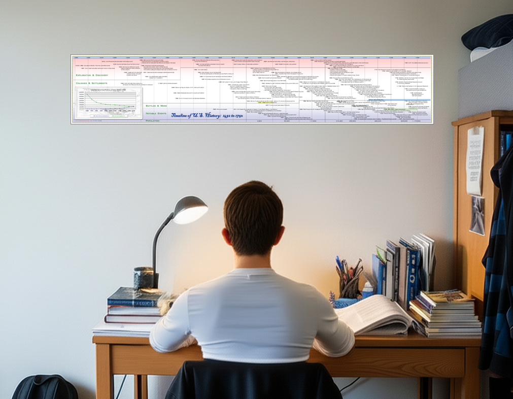 Timeline of U.S. History 1492 - 1750 Poster